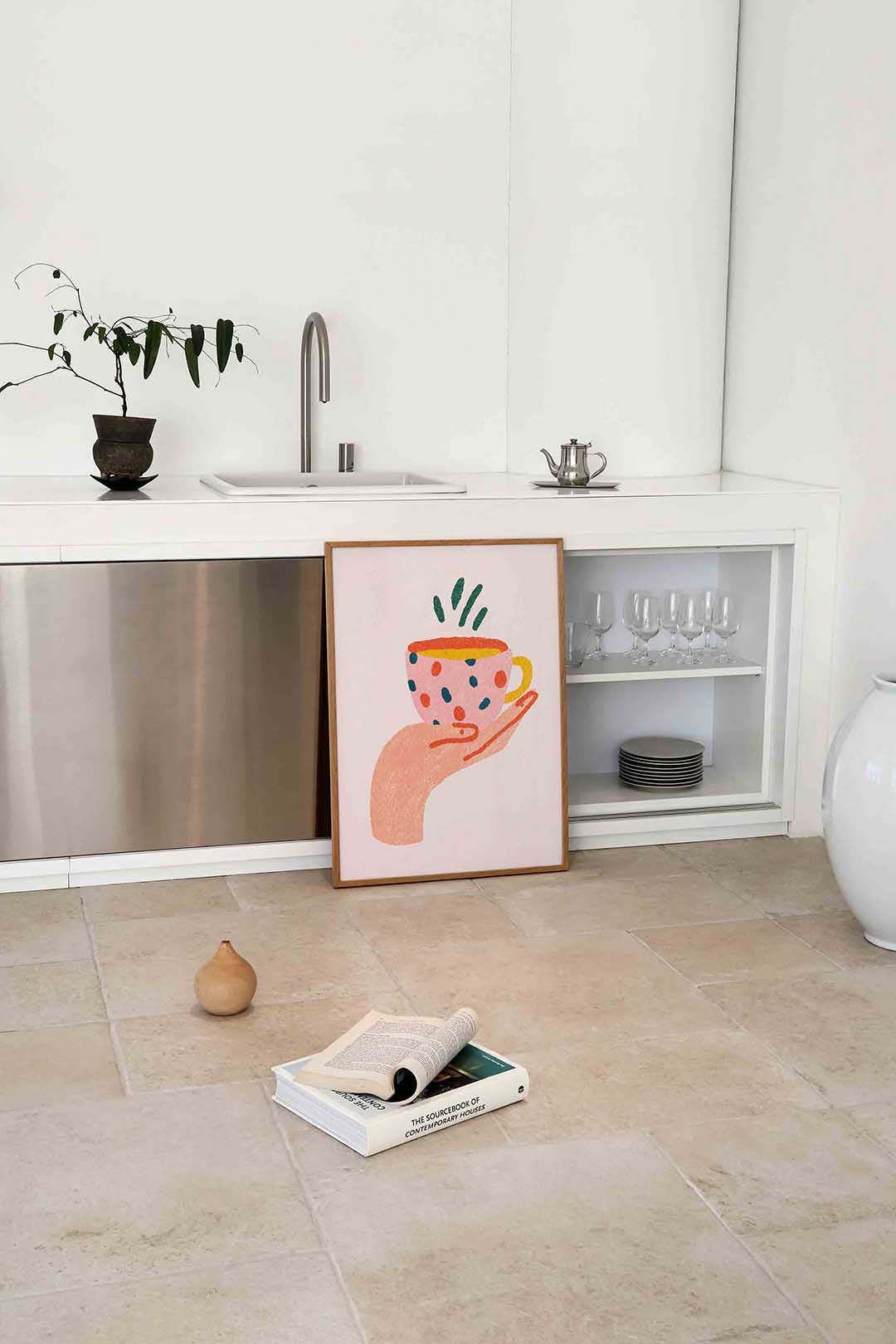 Hand met kopje Poster