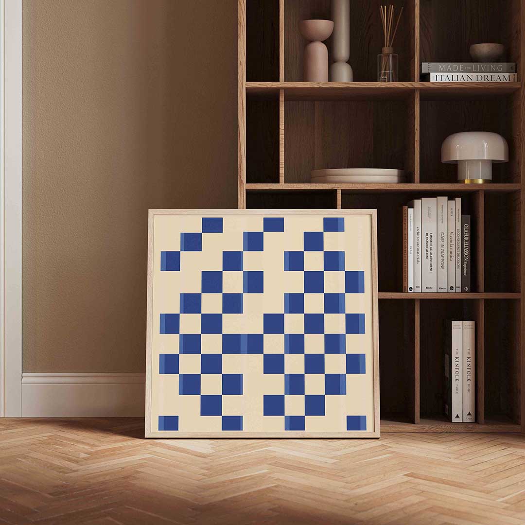 Blauwe ruitpatroon Poster