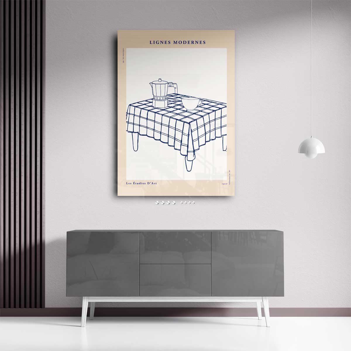 Moderne Lijnen Ontbijtscène Kunstwerk-canvas-dibond-plexiglas-wanddecoratie-WallArtistic