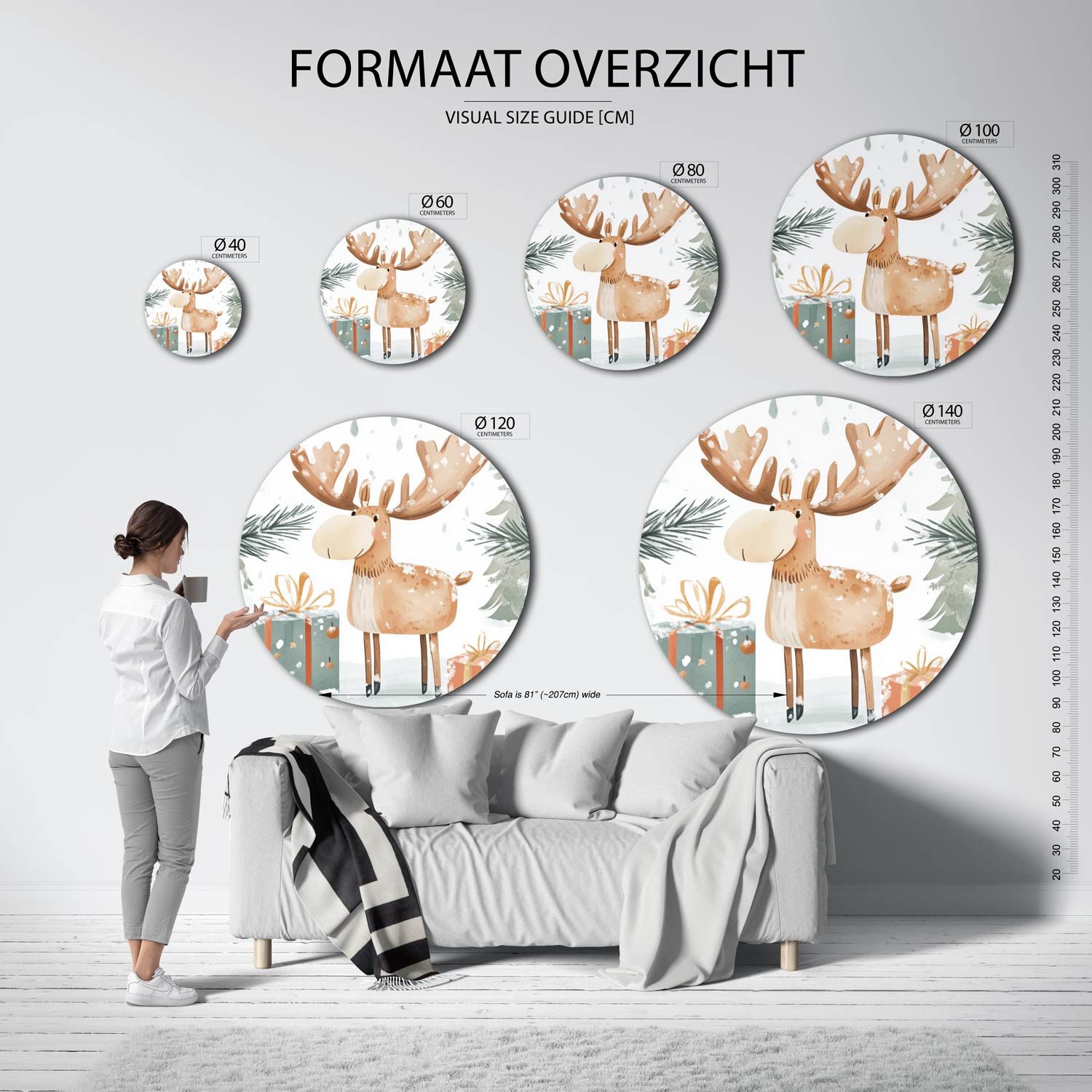 Eland met cadeaus Muurcirkel