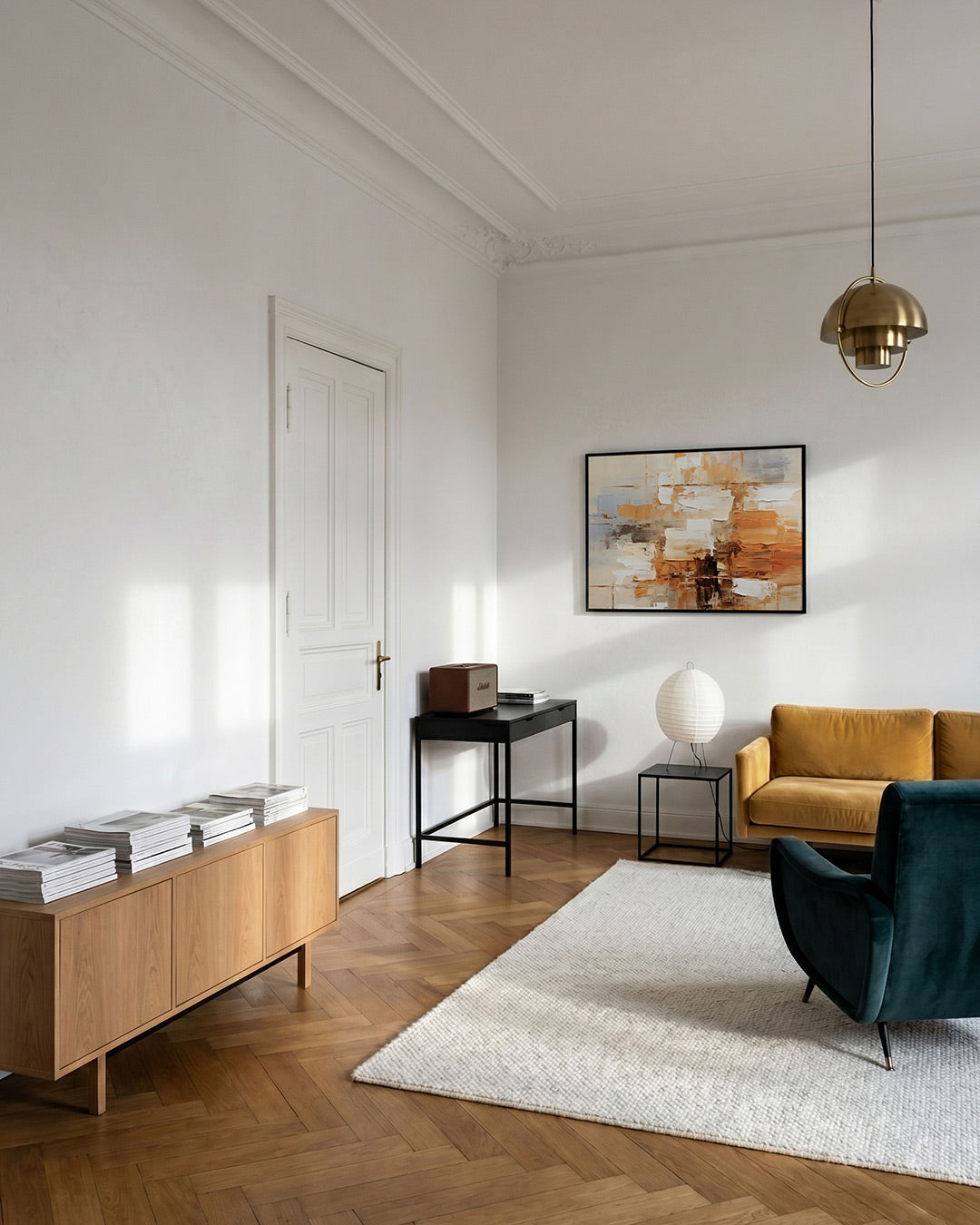 Abstracte beige en oranje Poster