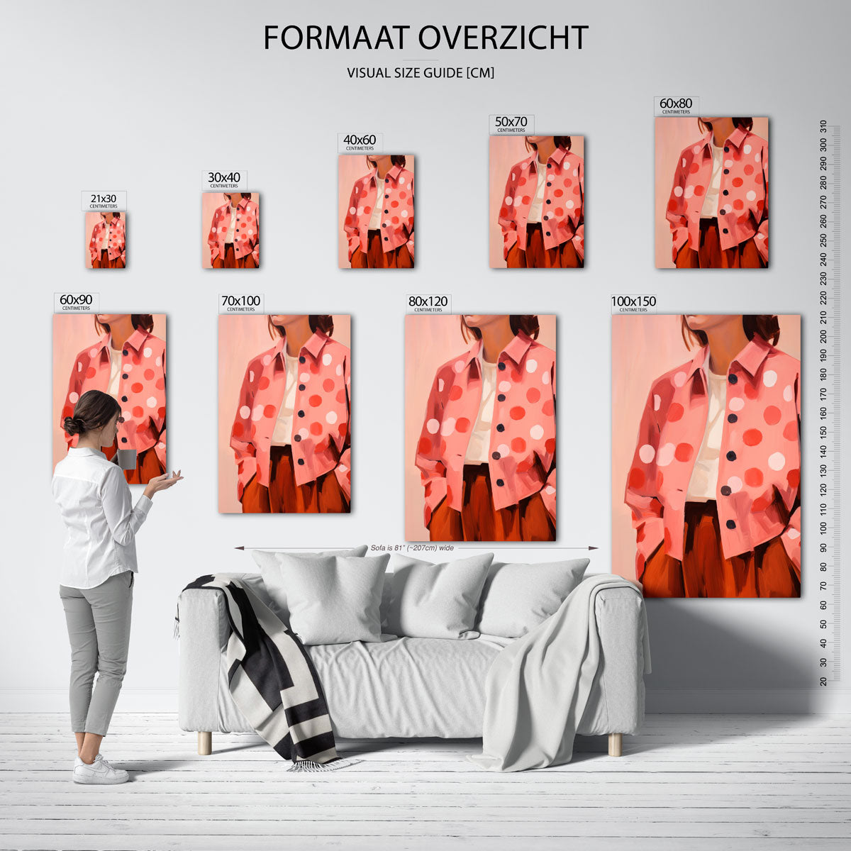 Vrouw in roze jas Poster