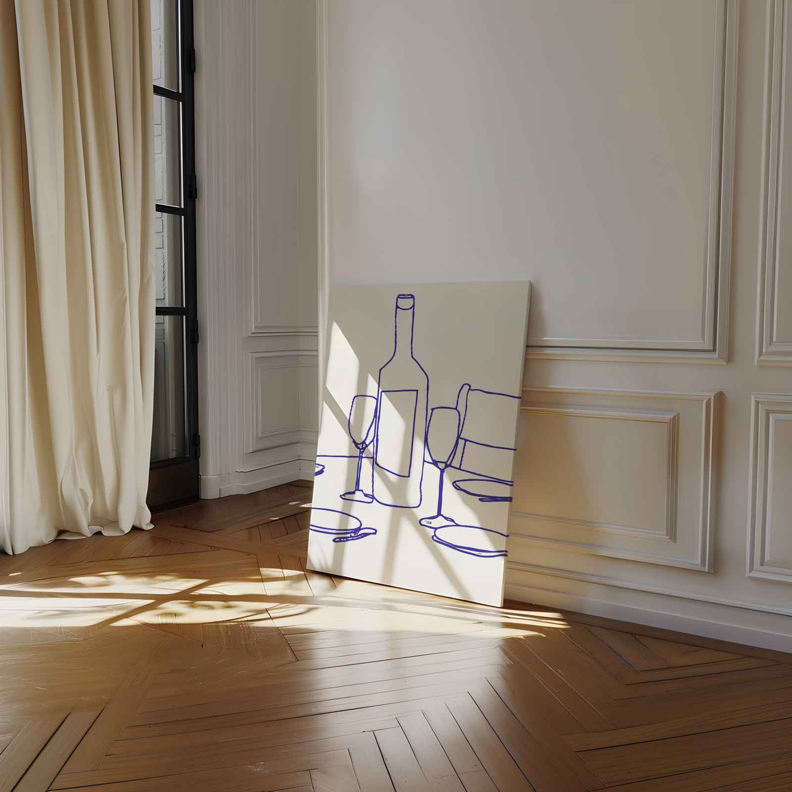 Stijlvolle Tafelscène Illustratie Kunstwerk-canvas-dibond-plexiglas-wanddecoratie-WallArtistic