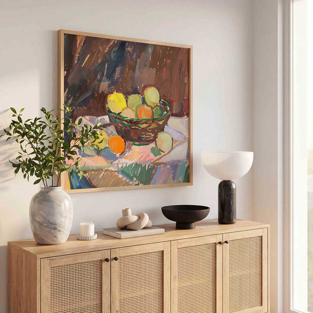 Mand met fruit Poster