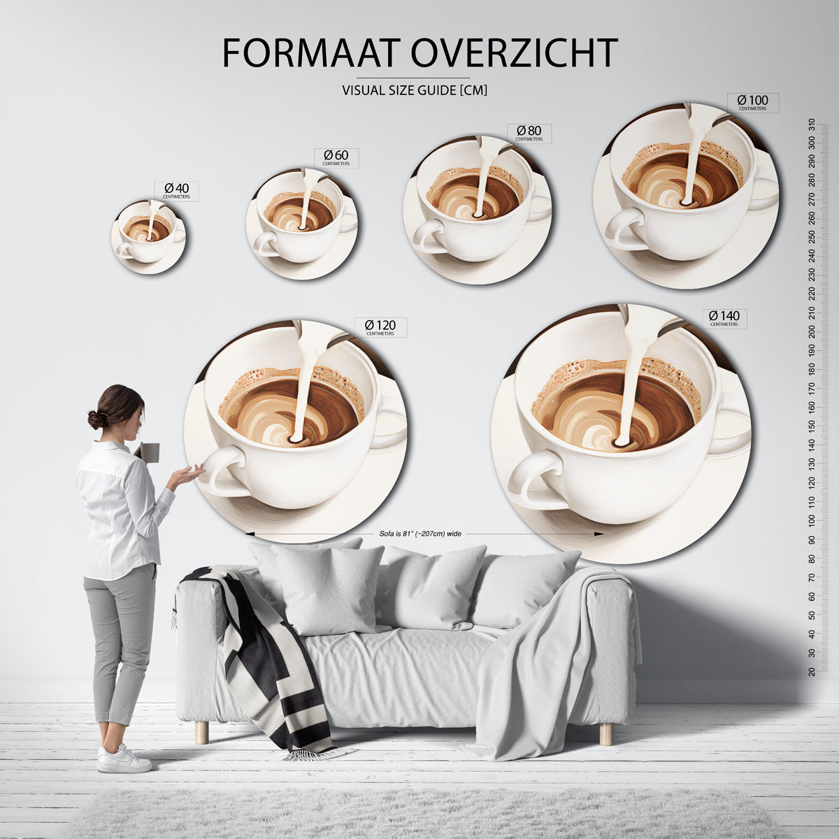 Koffiekop met melk Muurcirkel