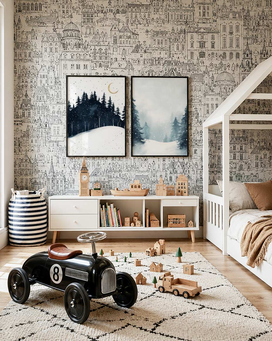 Nachtelijke winterlandschap Posterset
