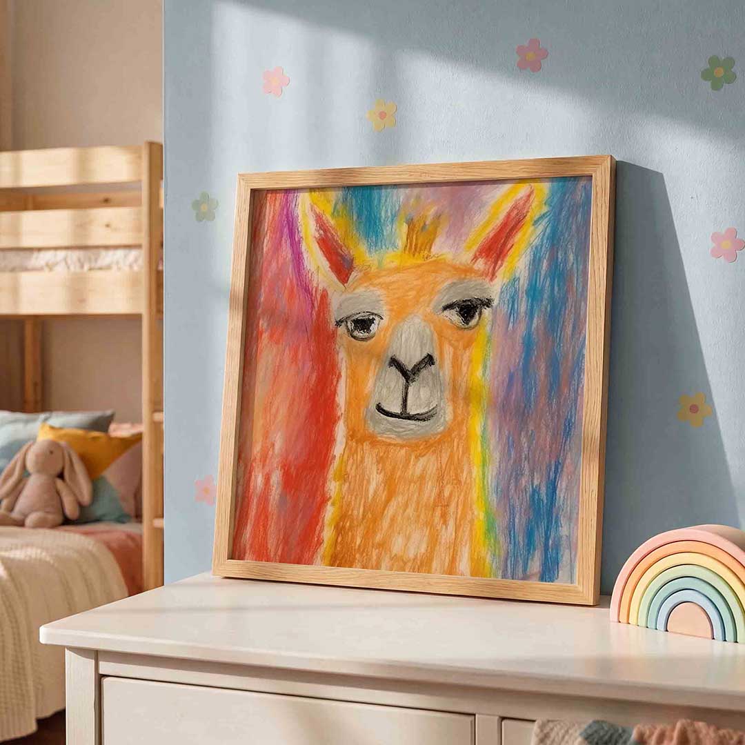 Lama met kleurrijke achtergrond Poster