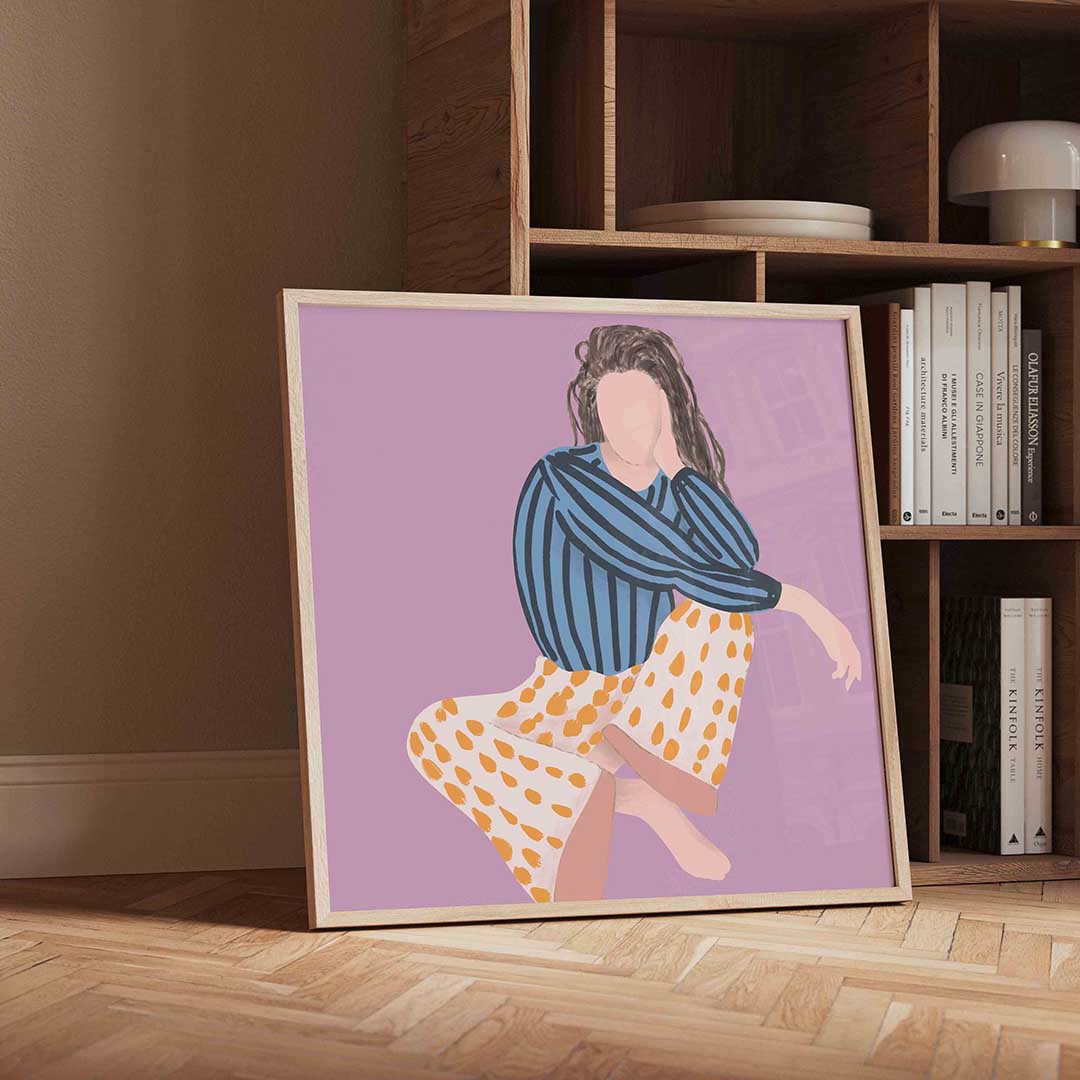 Vrouw in gestreepte blouse Poster