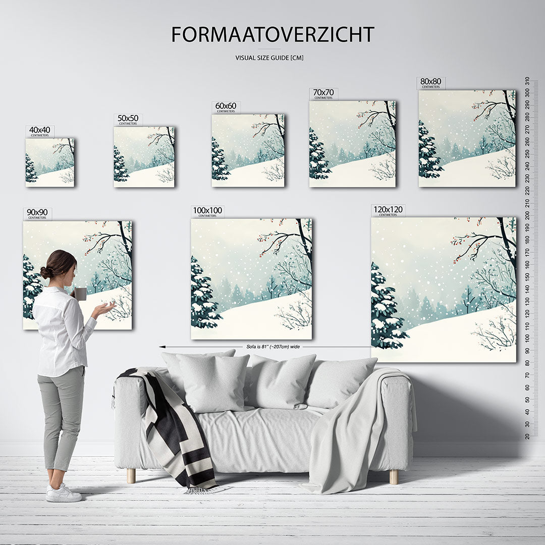 Winterlandschap met sneeuw Kunstwerk