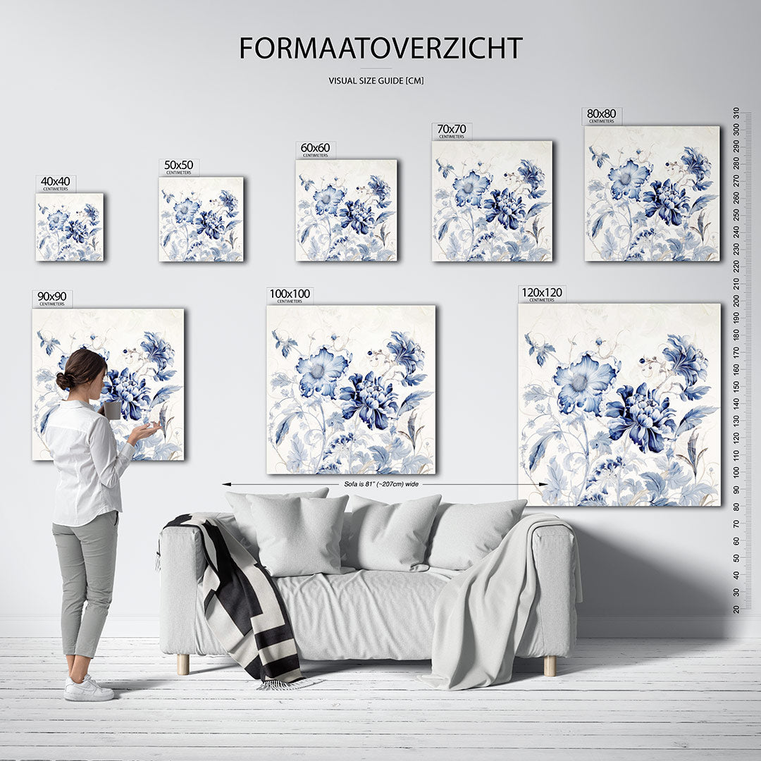 Blauwe bloemenpracht Kunstwerk