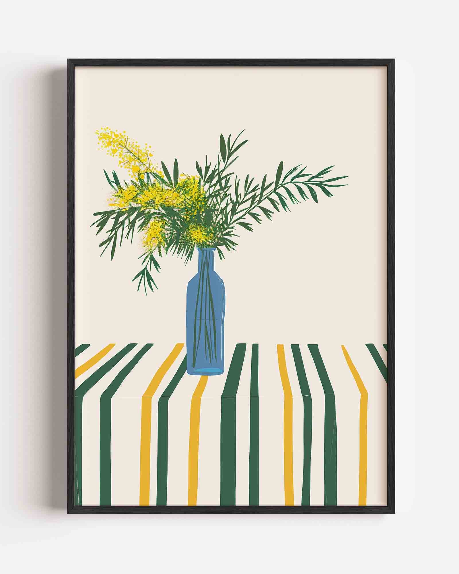 Bloemen in blauwe vaas Poster