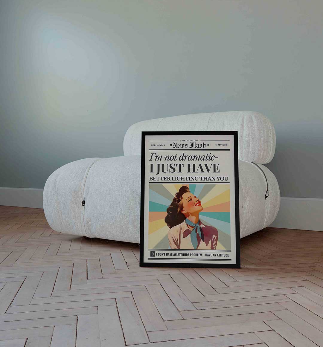 Vrouw met kleurrijke achtergrond Poster